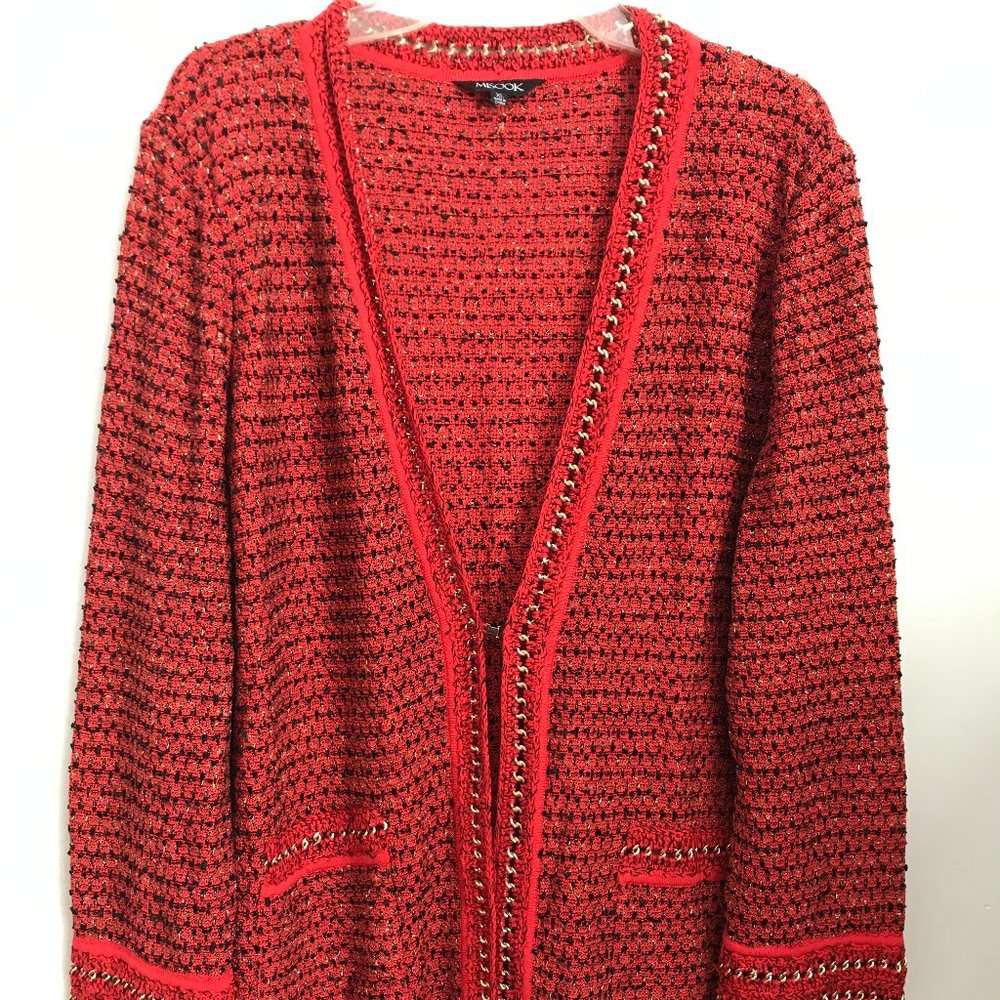 MISOOK Sz XL Red Black Gold Metallic Chain Jacket❤️❤️❤️